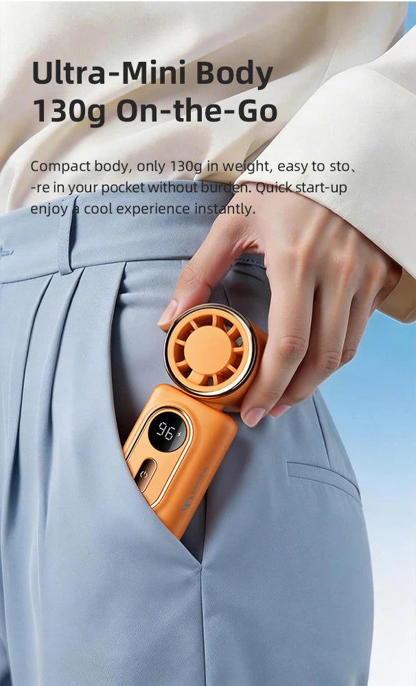 Portable Rechargeable Mini Handheld Fan with 5 Speeds & LED Display