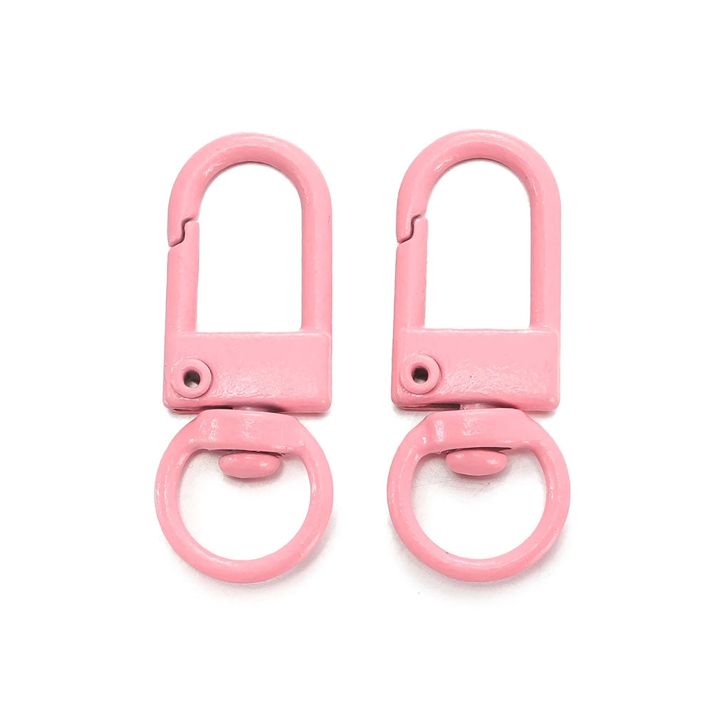 A pair of pink alloy lobster clasp hooks for DIY jewelry making