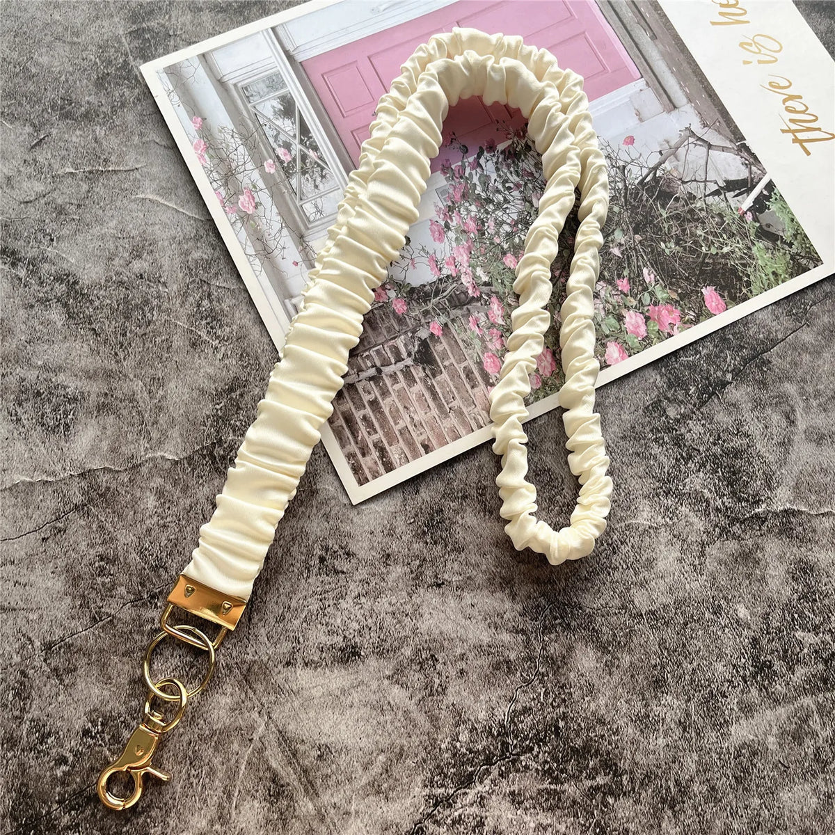 Elegant Gold Keychain Lanyard with Adjustable Neck Strap