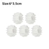 Six white reusable laundry balls designed for pet hair and lint removal