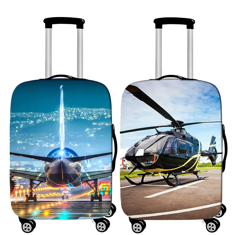 Elastic Aircraft Print Luggage Protector Cover