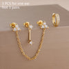 Double-Hole Link Chain Earrings with Green Zircon