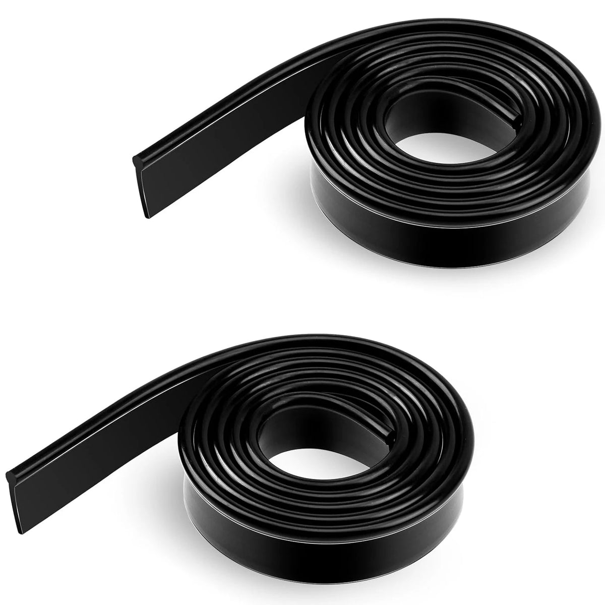 A roll of black squeegee replacement rubber blades for window and shower cleaning.