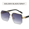 Retro Square Half-Frame Metal Sunglasses