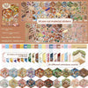 A collection of 20 pre-cut material stickers and 20 sheets of background cardboard for crafting and journaling.