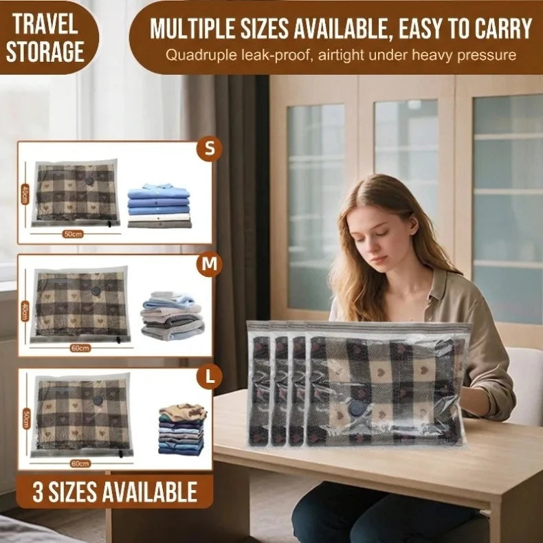 15-Piece Vacuum Storage Bag Set with Rechargeable Pump