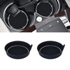 Black silicone car cup holder coasters with rhinestone detailing shown in various angles