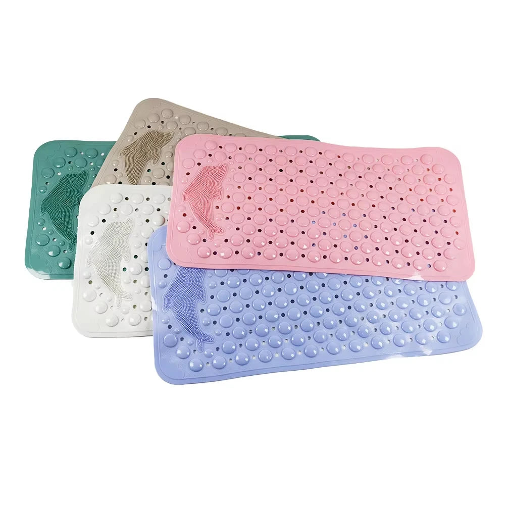 Dolphin Non-Slip Bath Mat with Suction Cups & Massage Bubbles