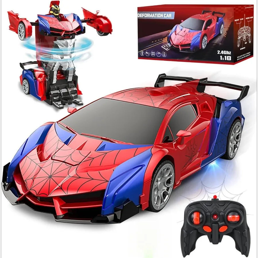 2-in-1 Transforming RC Car & Robot with LED Lights