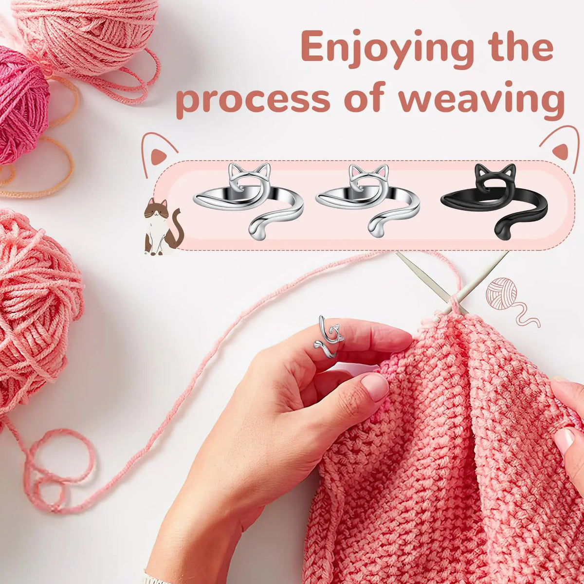 Adjustable Knitting Crochet Loop Rings (Set of 2)