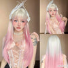 Rose Gold Layered Straight Wig with Bangs