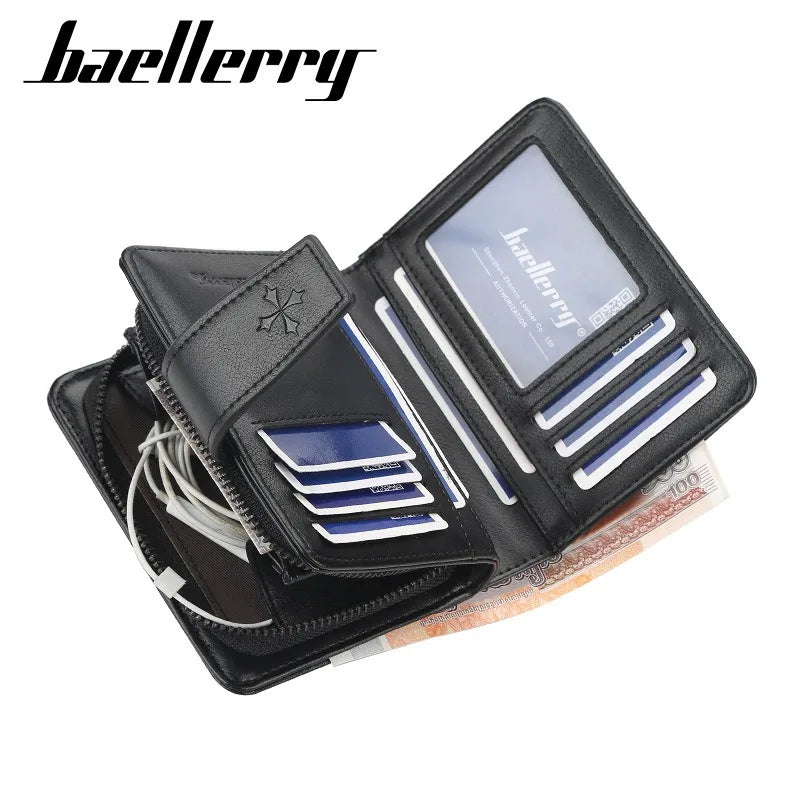 Vintage PU Leather Zipper Wallet for Men