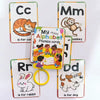 A set of alphabet phonics flash cards featuring letters Cc, Mm, Rr, and Dd with corresponding animal pictures.