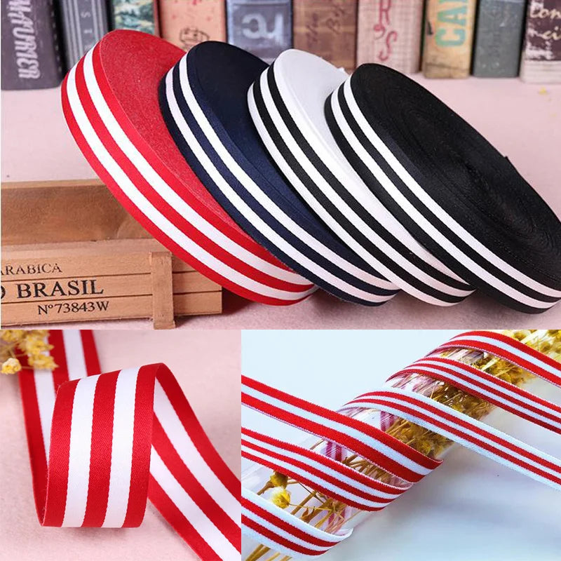 Striped Grosgrain Ribbon – Double-Sided Polyester Cotton, 1 Inch Wide