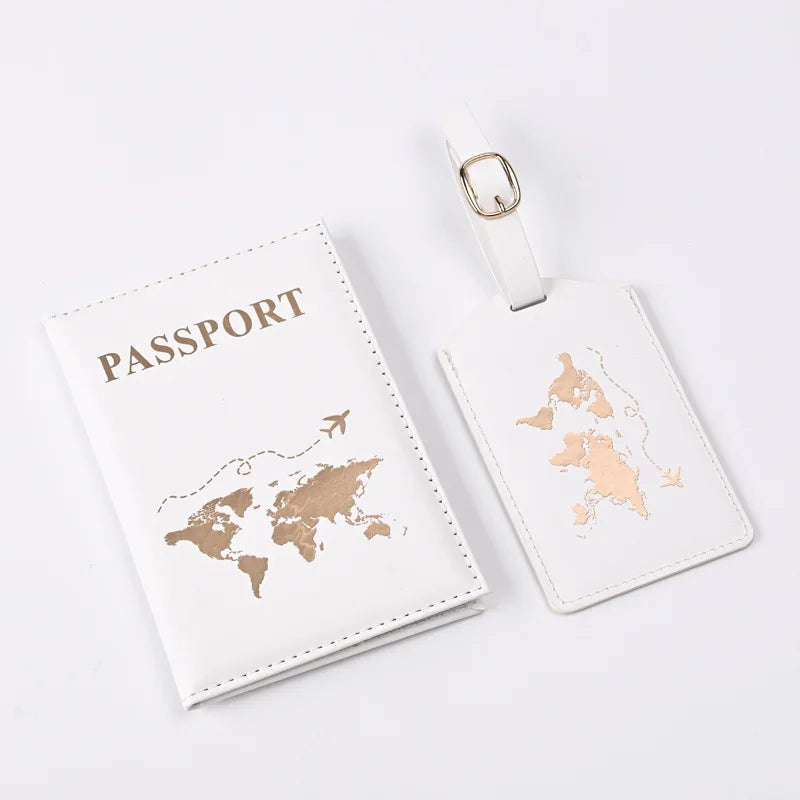Map Pattern Passport Cover and Luggage Tag Set