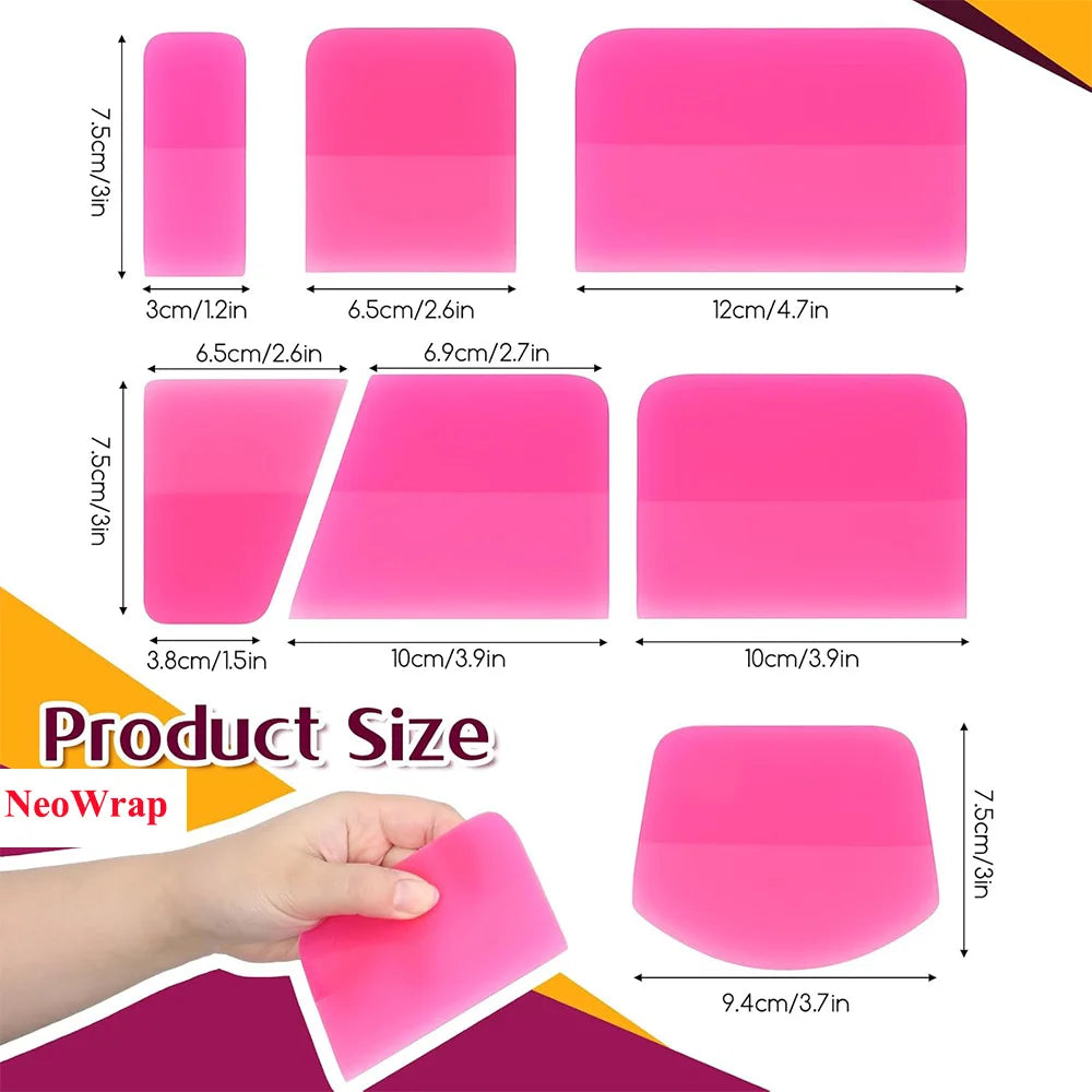 Professional PPF & Vinyl Wrap Squeegee Kit - Soft Rubber Tools for Scratch-Free Application