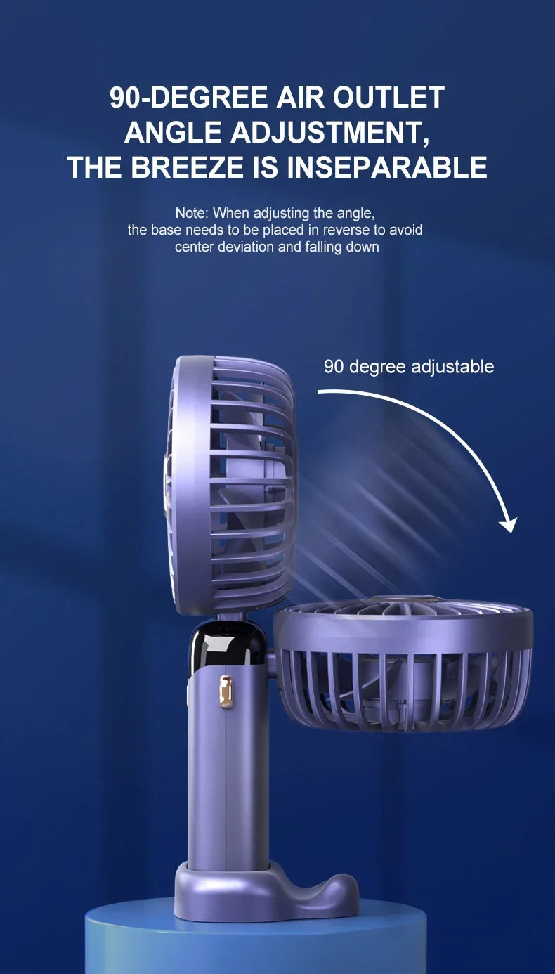 Portable Neck Fan with LED Display and Phone Stand