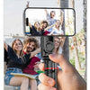 A hand-mounted magnetic selfie stick tripod with a fill light is used to take a group photo outdoors.