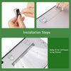 Installation steps showing how to attach a minimal aluminum laptop riser using adhesive mounting pads.