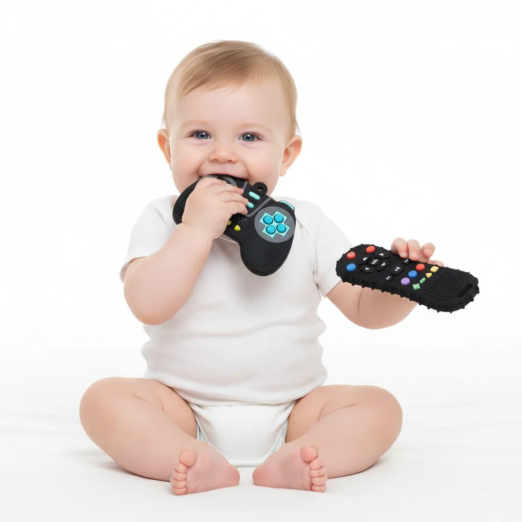 2-Piece Baby Teether Set – Silicone Remote & Game Controller