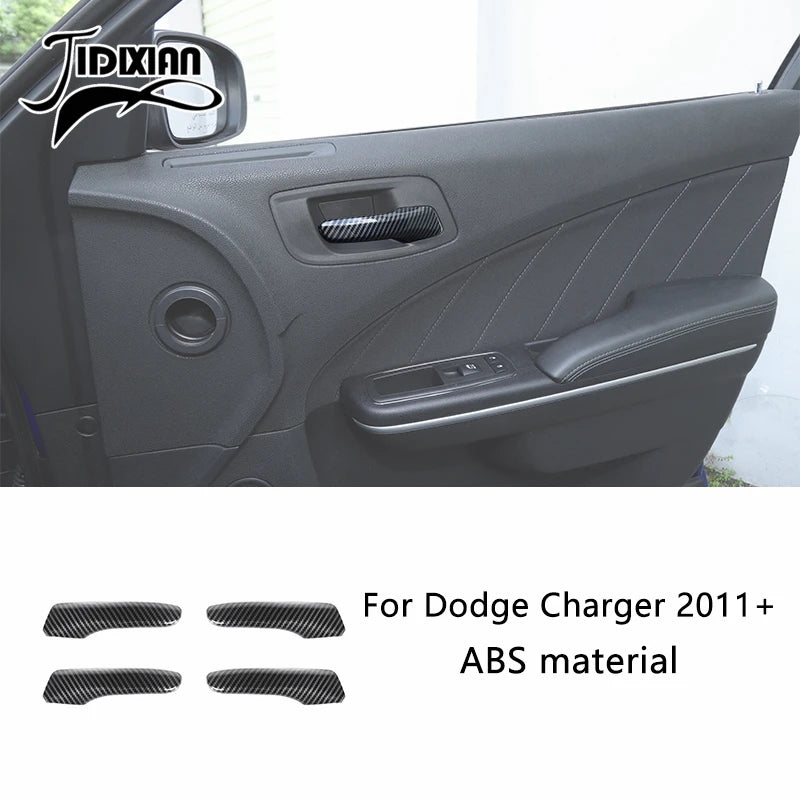 Carbon fiber interior trim kit for Dodge Charger featuring ABS material components.