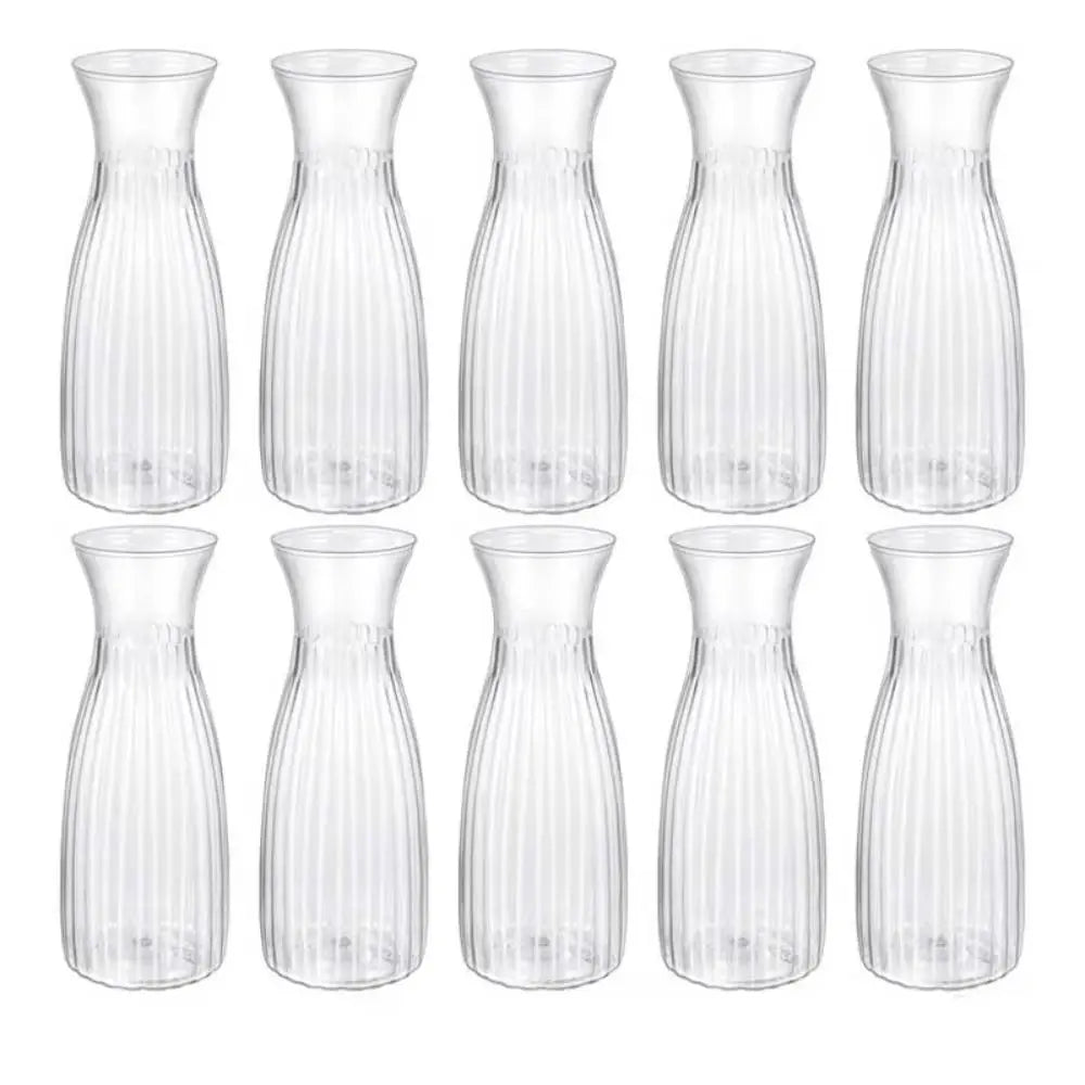 Clear Striped Plastic Flower Vase for Desk & Home Decor