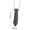Handcrafted stainless steel coin purse with a long chain and a textured, elongated silver design.