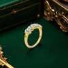 Oval Moissanite Five-Stone Ring in Solid 14K Yellow Gold