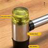 A shock-absorbing rubber repair hammer featuring polyurethane rubber, carbon steel, and fiber rubber components.