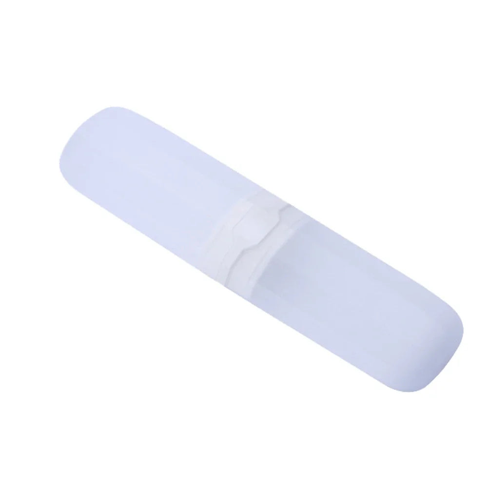 White dust-proof toothbrush travel case with a ventilated cover