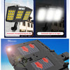 A solar powered outdoor wall light with multiple lighting modes and a built-in motion sensor.