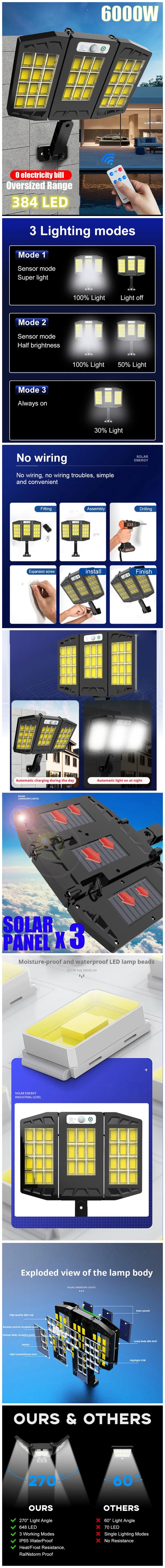 A solar powered outdoor wall light with multiple lighting modes and a built-in motion sensor.