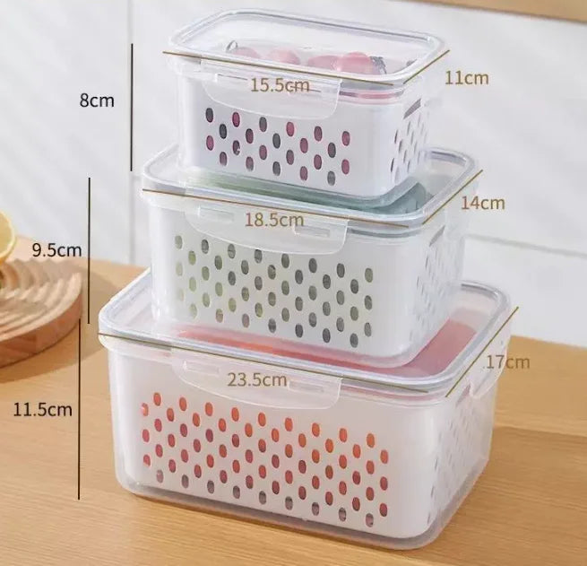 Contenedor de Almacenamiento para Frutas y Verduras con Colador Extraíble
