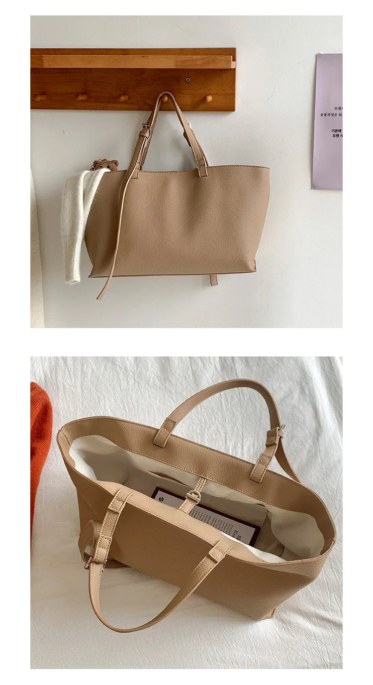 Soft PU Leather Tote Bag for Women – Spacious Everyday Carryall