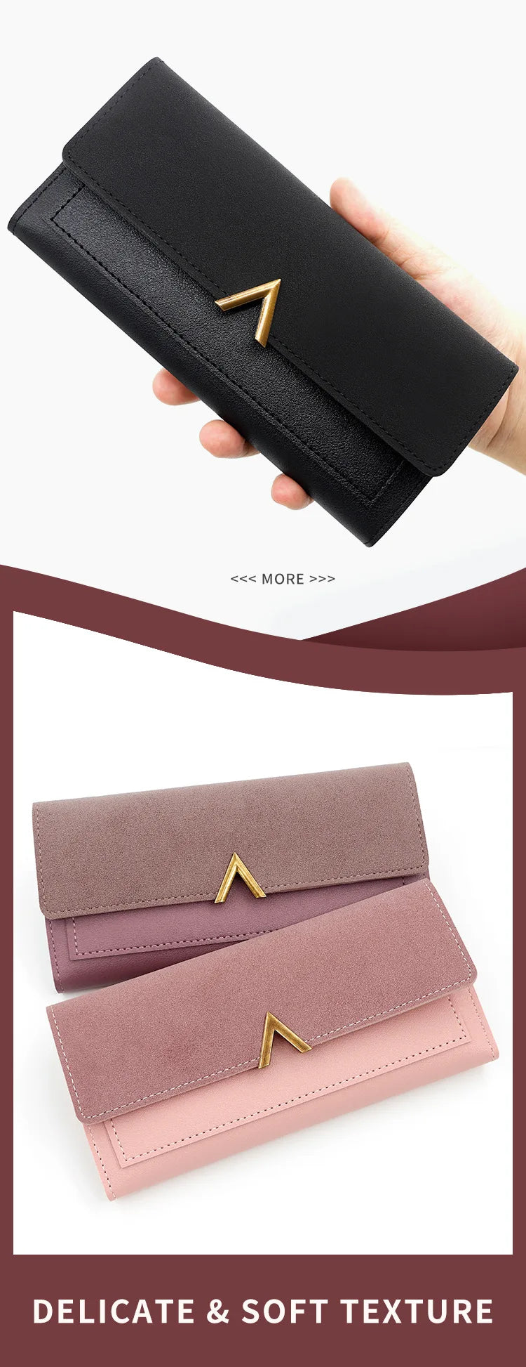 Women's Tri-Fold PU Leather Wallet with Coin Pocket