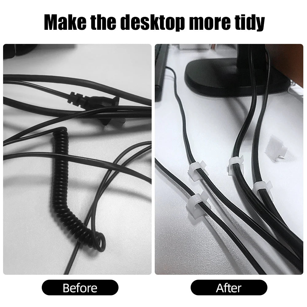 Complete Cable Management Kit with Adhesive Clips and Ties