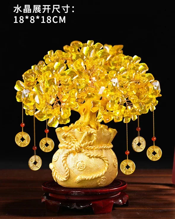 Golden Citrine Crystal Money Tree – Feng Shui Wealth Charm
