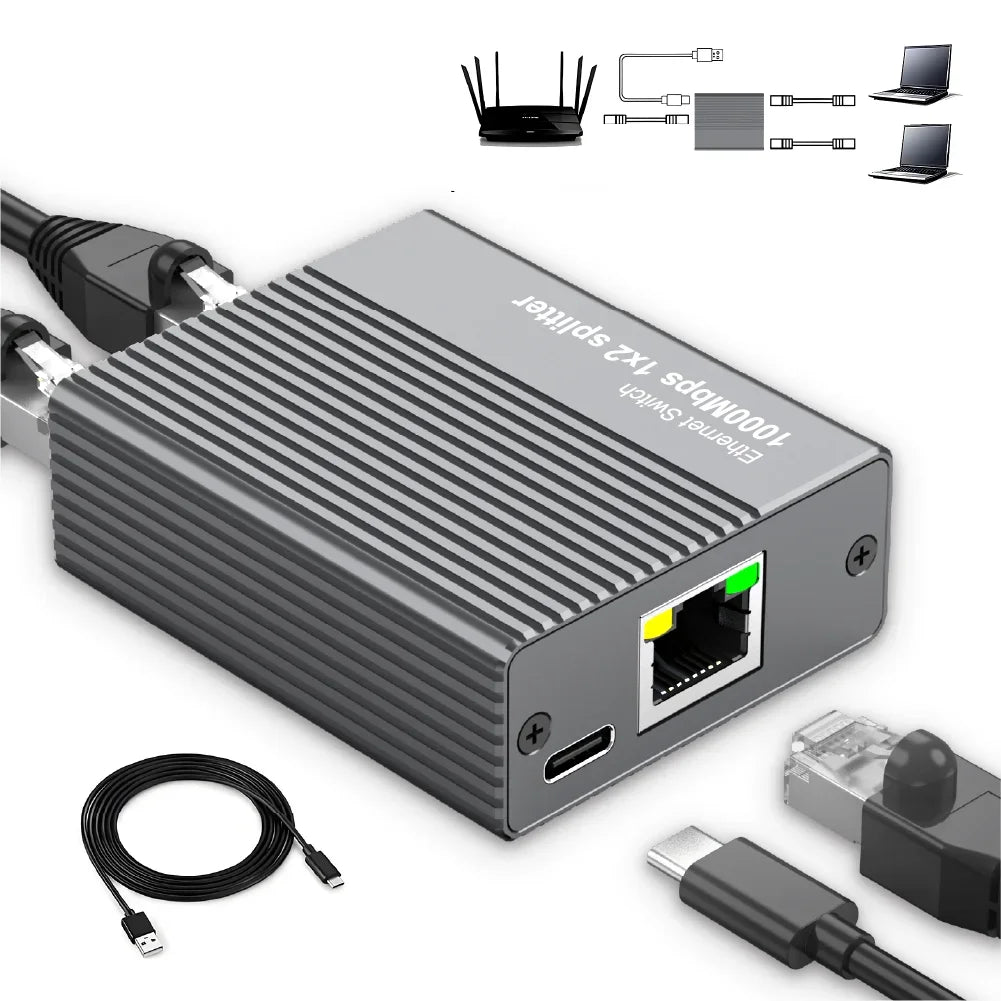 Gigabit Ethernet Splitter 1 to 4 Port Network Switch Hub