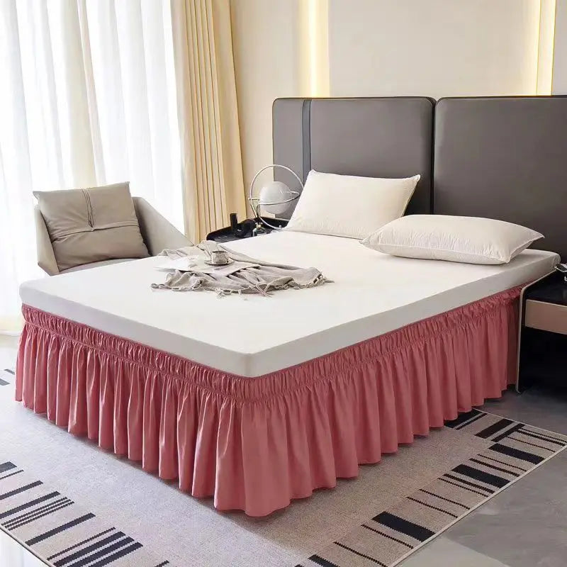 Ruffled Bed Skirt with Elastic Band – No-Lift, Wrinkle-Resistant Design