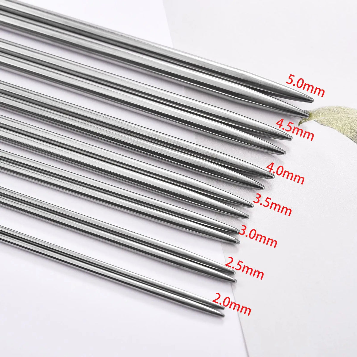 Stainless Steel Knitting Needle Set (20cm, 2–5mm)