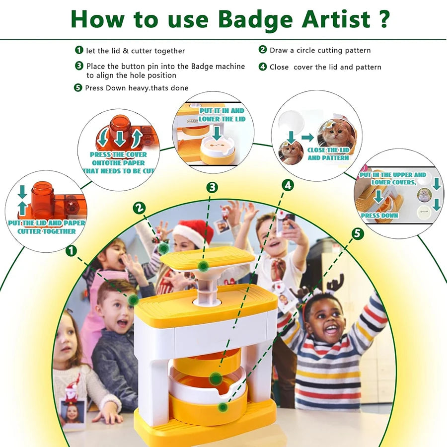 DIY Pin Badge Maker Kit for Kids with 48 Patterns