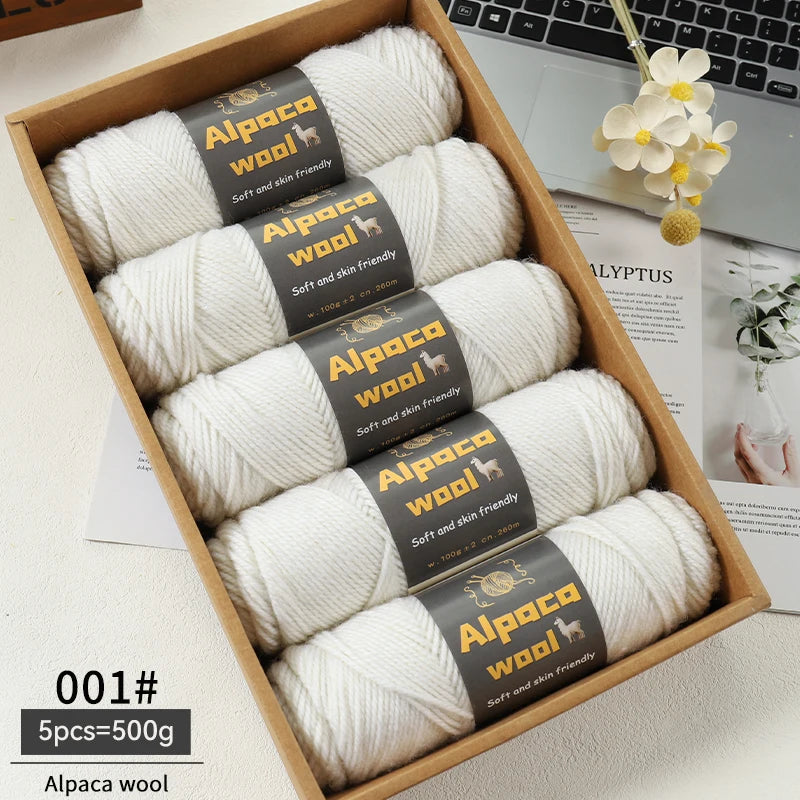 Chunky Alpaca Wool Knitting Yarn – 500g Multi-Color Set for Cozy Winter Projects