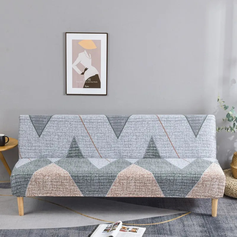 Stretchable Sofa Cover with Geometric Pattern for Futon Seats