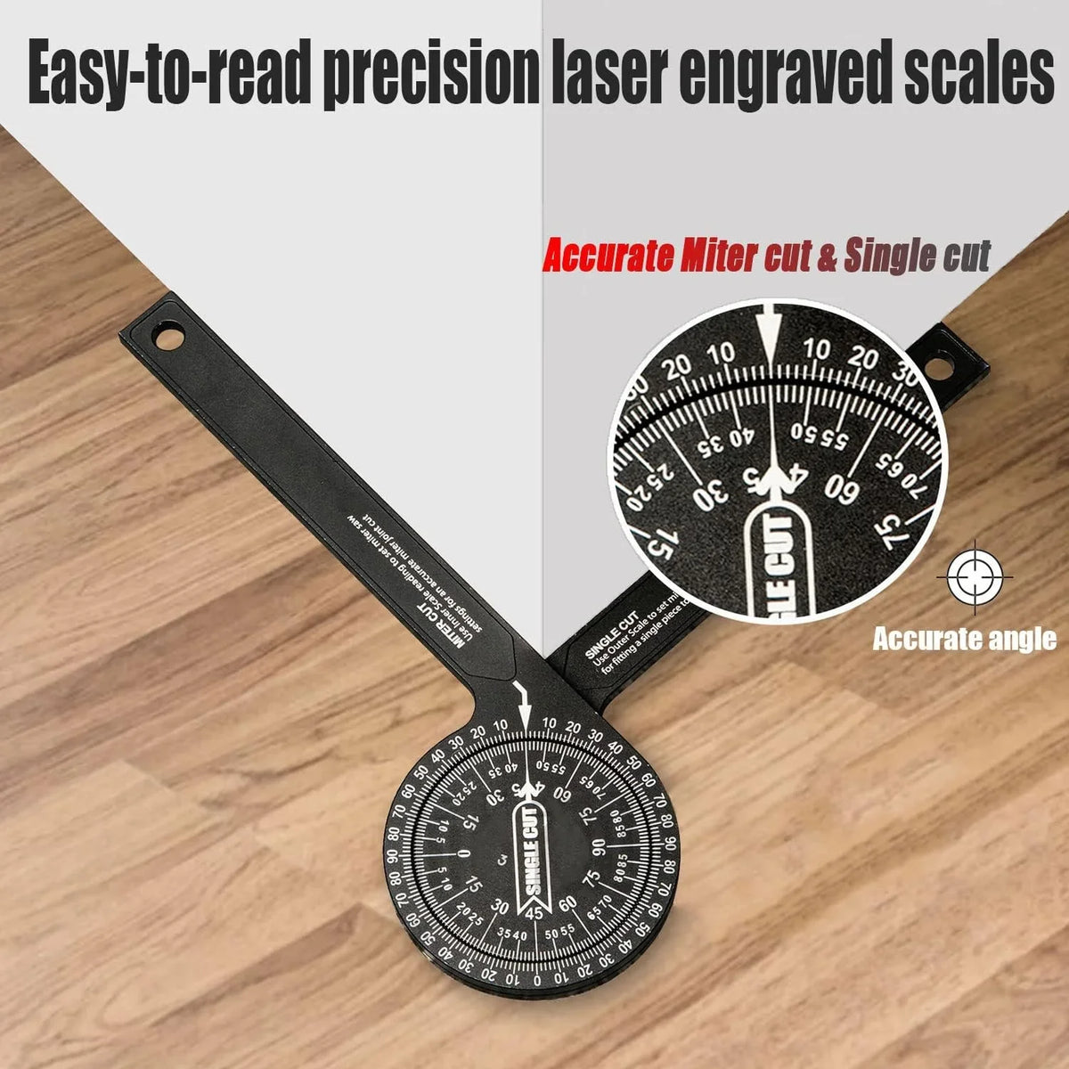 360° Miter Saw Protractor with Laser-Engraved Scales