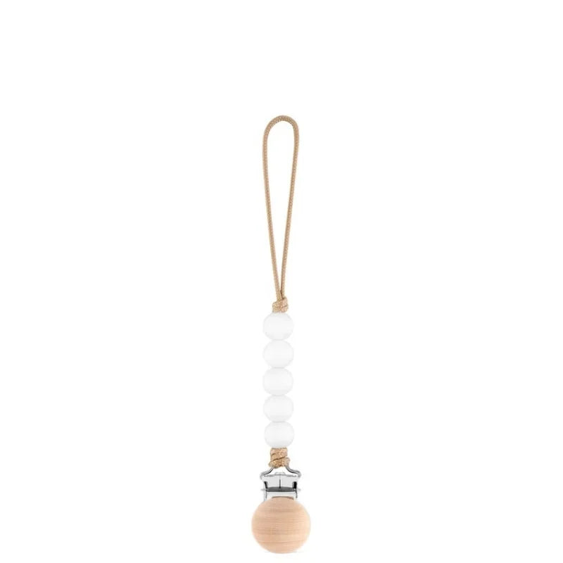 Silicone Baby Pacifier Clip with Wooden Beads