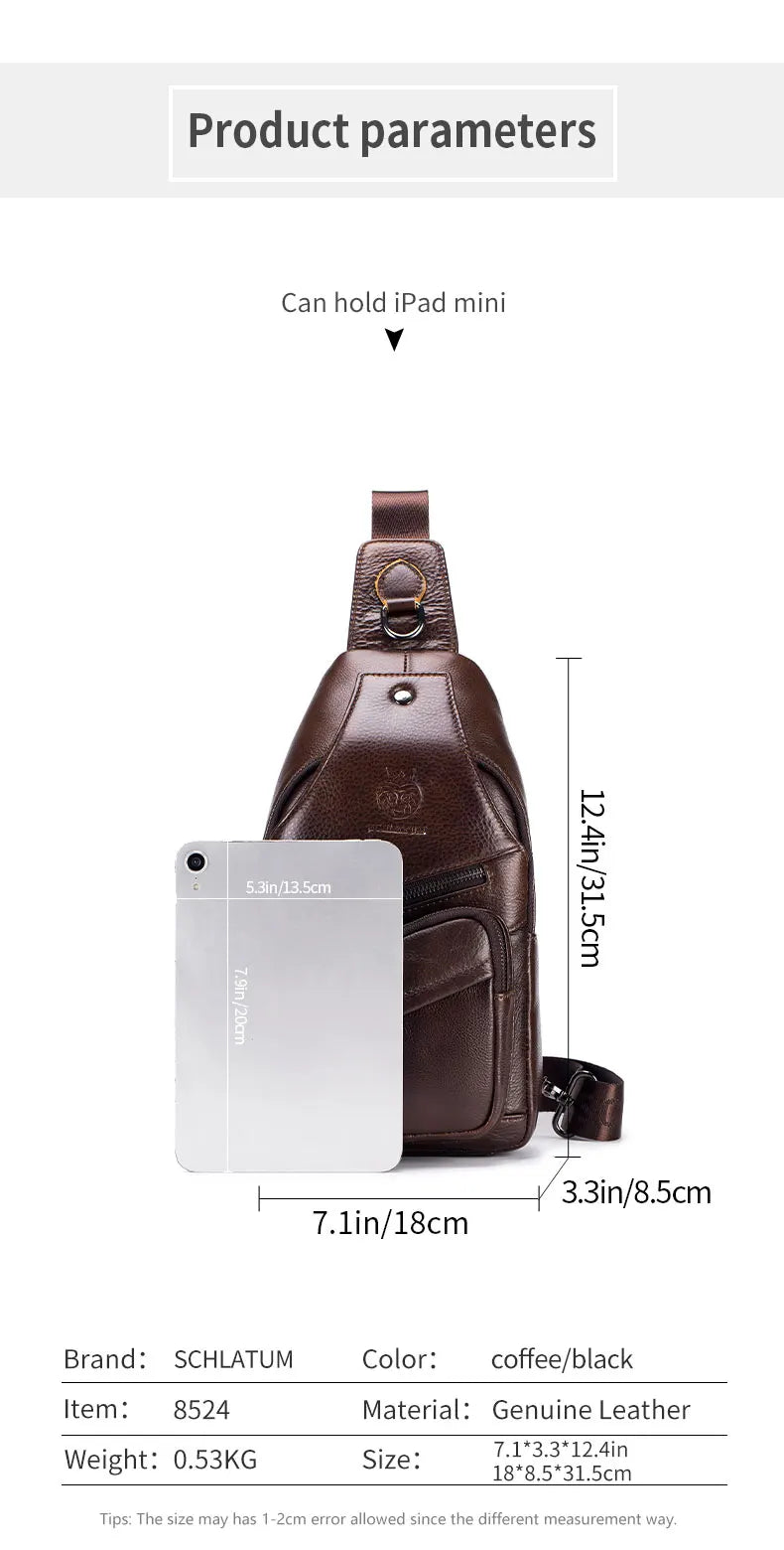 Vintage Genuine Leather Crossbody Bag for Men