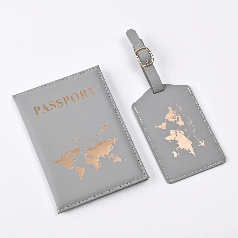 Map Pattern Passport Cover and Luggage Tag Set