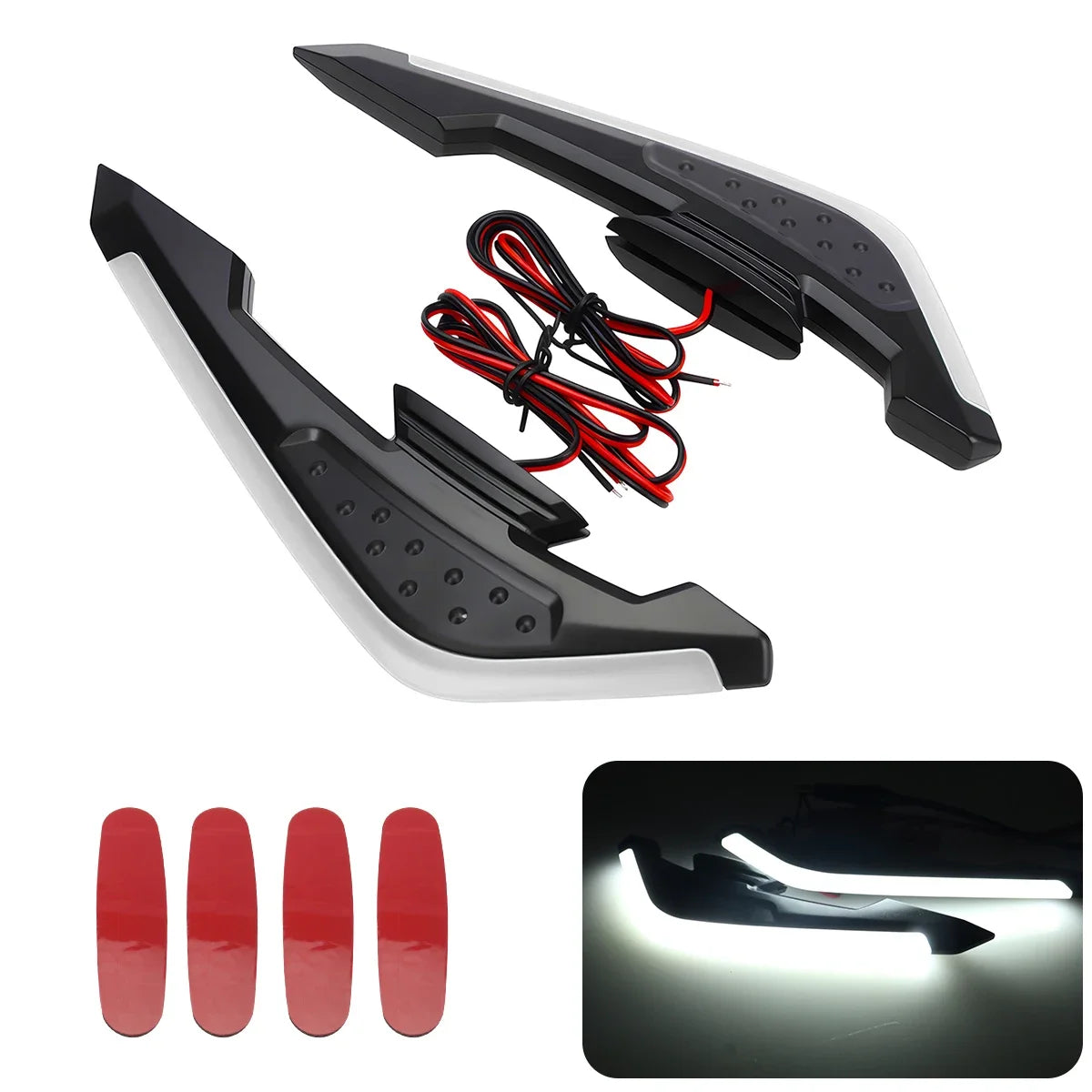 Motorcycle Front Side Spoiler Winglets with LED Light