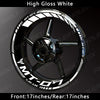 High Gloss White motorcycle wheel with black and white decals for Yamaha MT-07