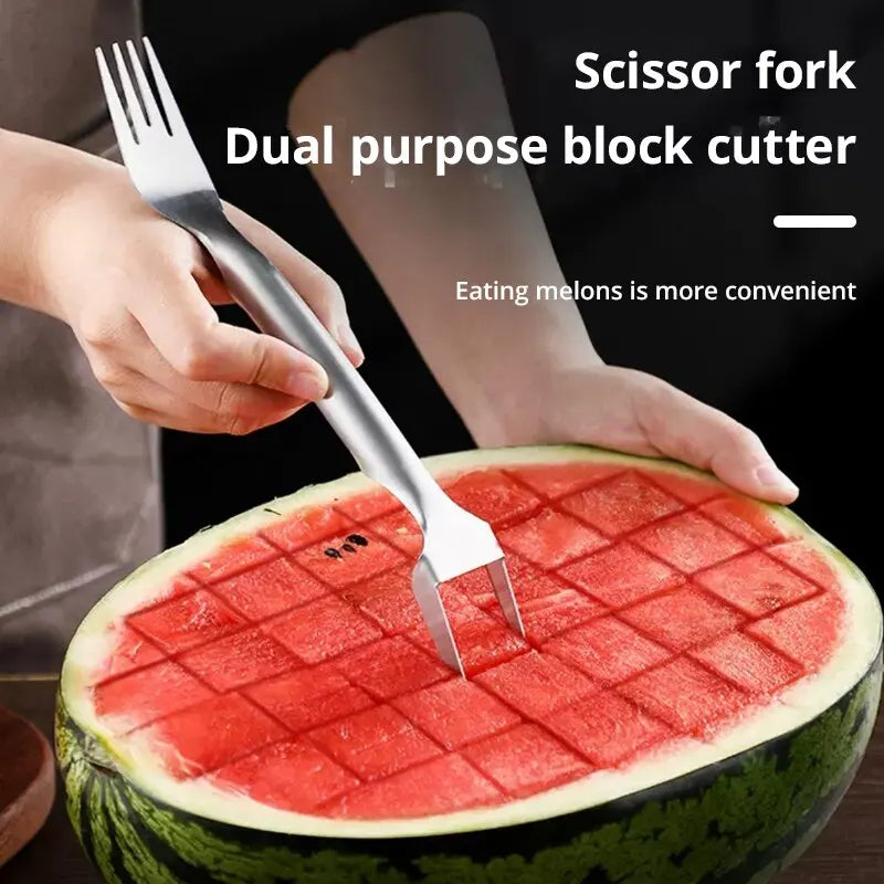 2-in-1 Stainless Steel Watermelon Slicer & Fork